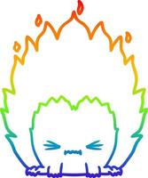 rainbow gradient line drawing cartoon fire creature vector