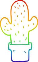 rainbow gradient line drawing cartoon cactus vector