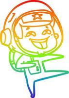 arco iris gradiente línea dibujo dibujos animados riendo astronauta vector