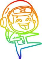 rainbow gradient line drawing cartoon laughing astronaut vector