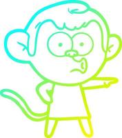 cold gradient line drawing cartoon pointing monkey vector