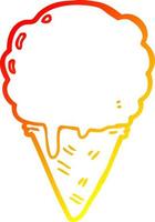 warm gradient line drawing cartoon ice cream vector