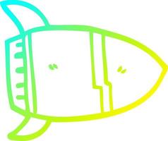 cold gradient line drawing cartoon space rocket vector