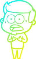 cold gradient line drawing cartoon shocked man vector