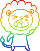 rainbow gradient line drawing cartoon angry lion vector