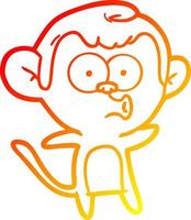 warm gradient line drawing cartoon surprised monkey vector