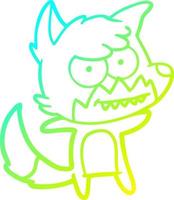 cold gradient line drawing cartoon grinning fox vector