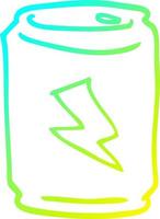 cold gradient line drawing cartoon can of energy drink vector