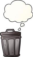 cartoon trash can and thought bubble in smooth gradient style vector