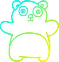 cold gradient line drawing cartoon happy panda vector