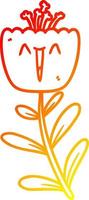 línea de gradiente cálido dibujo feliz flor de dibujos animados vector