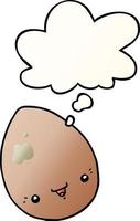 cartoon egg and thought bubble in smooth gradient style vector