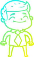 cold gradient line drawing happy cartoon businessman vector