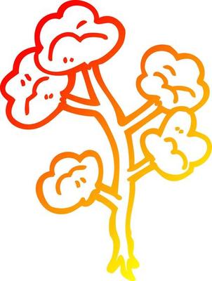 warm gradient line drawing cartoon flowers