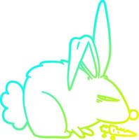 cold gradient line drawing cartoon annoyed rabbit vector