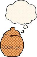 cartoon cookie jar and thought bubble in comic book style vector