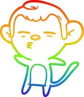 rainbow gradient line drawing cartoon suspicious monkey vector