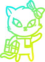 cold gradient line drawing cartoon cat vector