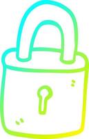 cold gradient line drawing cartoon locked padlock vector