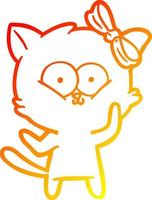 warm gradient line drawing cartoon cat vector
