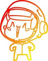 warm gradient line drawing happy cartoon astronaut vector