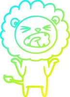 león de dibujos animados de dibujo de línea de gradiente frío vector