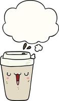 cartoon coffee cup and thought bubble vector