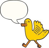 cartoon duck and speech bubble vector