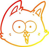línea de gradiente cálido dibujo cara de gato de dibujos animados vector