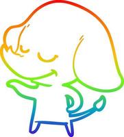 rainbow gradient line drawing cartoon smiling elephant vector