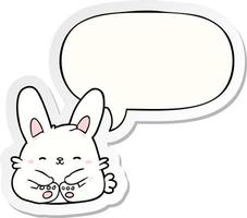 cute cartoon bunny rabbit and speech bubble sticker vector