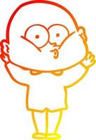 warm gradient line drawing cartoon bald man staring vector