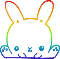 rainbow gradient line drawing cartoon rabbit vector