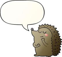 cute cartoon hedgehog and speech bubble in smooth gradient style vector