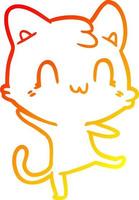 warm gradient line drawing cartoon happy cat vector