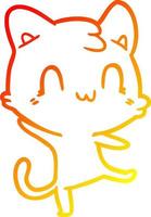 warm gradient line drawing cartoon happy cat vector