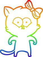 rainbow gradient line drawing cartoon cat vector