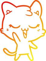 warm gradient line drawing happy cartoon cat vector