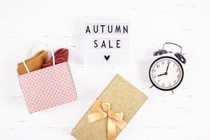Autumn sale text on lightbox white background photo