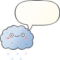 cute cartoon cloud and speech bubble in smooth gradient style vector