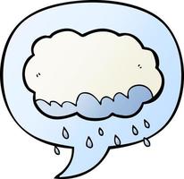 caricatura, nube de lluvia, y, burbuja del discurso, en, suave, gradiente, estilo vector