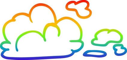 dibujo de línea de gradiente de arco iris nube de tormenta de dibujos animados vector