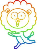 rainbow gradient line drawing happy cartoon lion vector