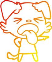 warm gradient line drawing cartoon disgusted dog vector