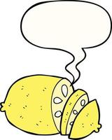 cartoon sliced lemon and speech bubble vector