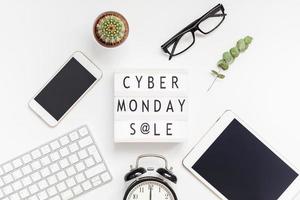 Cyber Monday sale text on white lightbox photo