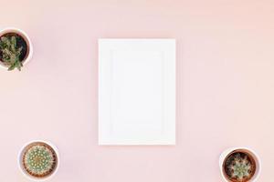 Frame mock up with decorative cactuses photo