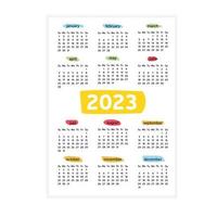 Calendar for 2023 isolated on a white background vector