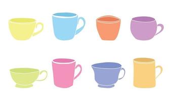 conjunto de iconos de taza de café. tazas de colección de té de café. icono de bebida caliente. vaso desechable. estilo plano - vector de acciones.