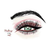 Eye makeup, makeup is my art, handwritten lettering, eyeshadow, beautiful eyebrows, fashion vector